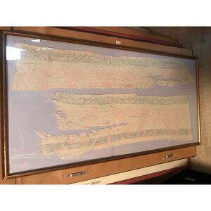 Vintage Framed Textile Art In Shades Of Pastel Colors Faded Muted 37 1/4" x 19 1